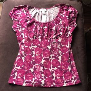 NWT LOFT Floral Top w/Ruching